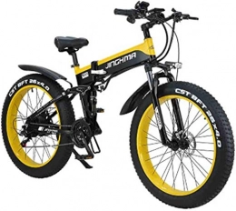 RDJM Zusammenklappbares elektrisches Mountainbike Ebike e-Bike, 26-Zoll-Elektro-Fahrrad Faltbare 500W48V10Ah Lithium-Batterie Mountainbike 21-Gang Off-Road Power-Bike 4.0 Big Reifen Erwachsene Pendler (Color : Yellow)