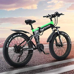 HCMNME Zusammenklappbares elektrisches Mountainbike Elektrofahrräder für Erwachsene Erwachsene Folding Elektro-Fahrrad, 26 Zoll Mountainbike Schnee-Fahrrad, 13AH Lithium-Batterie / 48V500W Motor, 4, 0 Fat Tire / LED-Scheinwerfer und USB-Handy-Lade Ebike