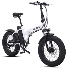 GUNAI Zusammenklappbares elektrisches Mountainbike GUNAI 500W Elektrofahrräder, 20 Zoll Faltbare Mountain Snow E-Bike Rennrad mit Scheibenbremsen 7 Geschwindigkeit (Weiß)