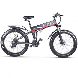 GUNAI Zusammenklappbares elektrisches Mountainbike GUNAI Elektrisches Fahrrad 48V 1000W Männer, das Ebike 21 Geschwindigkeits-Mountain & Road Fahrrad mit 48V 12Ah Lithium-Batterie mit Rücksitz