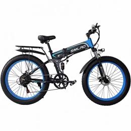 KXY Zusammenklappbares elektrisches Mountainbike KXY Elektrisch Unterstütztes Fahrrad, 26 Off-Road-Reifen, 7 Gänge, Elektrisches Fahrrad Mit Abnehmbarer Lithiumbatterie Blue
