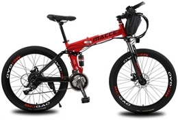 LRXG Zusammenklappbares elektrisches Mountainbike Mountainbikes Hardtail-Mountainbikes, Faltbares Elektrisches Mountainbike, Hybrid-Fahrrad Für Erwachsene Elektrofahrrad Mit Abnehmbarer Lithium-Ionen-Batterie Mit Großer (Color:rot, Size:8Ah 30Km)