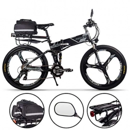 RICH BIT Zusammenklappbares elektrisches Mountainbike RICH BIT RT-860 Faltbares Elektrofahrrad 26", 250 W E-Bike mit austauschbarem 12, 8-Ah-Akku, 21 Geschwindigkeiten, Vollfederung (grau-Plus)
