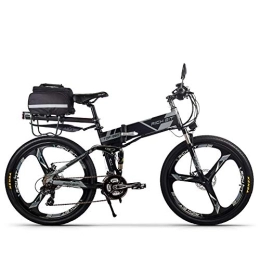 RICH BIT Zusammenklappbares elektrisches Mountainbike RICH BIT RT-860 Faltbares Elektrofahrrad 36V 12, 8A Li-Akku Faltrad 26 Zoll MTB E-Bike Shimano 21 Gang (grau)