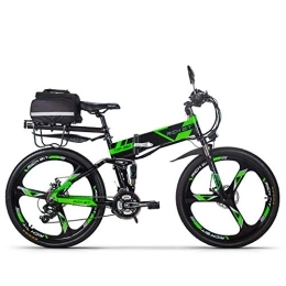 RICH BIT Zusammenklappbares elektrisches Mountainbike RICH BIT RT-860 Faltbares Elektrofahrrad 36V 12, 8A Li-Akku Faltrad 26 Zoll MTB E-Bike Shimano 21 Gang (Grün)