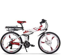 RICH BIT Zusammenklappbares elektrisches Mountainbike Rich Bit Top-860 36V 12.8AH Full Suspension City Bike Folding Elektrische Faltenbergfahrrad (White-Red)