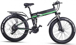 RVTYR Zusammenklappbares elektrisches Mountainbike RVTYR Elektro-Bike 26 Zoll Folding Fat Tire Bike Schnee 12Ah Li-Batterie 21 Geschwindigkeit Beach Cruiser Berg E-Bike mit Rear Seat Elektro klapprad (Color : Green)