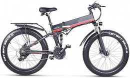 RVTYR Zusammenklappbares elektrisches Mountainbike RVTYR Elektro-Bike 26 Zoll Folding Fat Tire Bike Schnee 12Ah Li-Batterie 21 Geschwindigkeit Beach Cruiser Berg E-Bike mit Rear Seat Elektro klapprad (Color : Red)