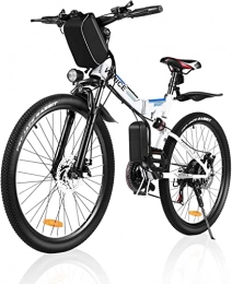 Vivi Zusammenklappbares elektrisches Mountainbike VIVI E-Bike Herren Elektrofahrrad, 26 Zoll Mountainbike Klappbar Elektrofahrrad, Shimano 21-Gang Elektrisches Fahrrad mit Abnehmbare 36V Lithium-Ionen Batterie (weiß Blau)