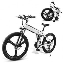Ydshyth Zusammenklappbares elektrisches Mountainbike Ydshyth E-Bike Elektrofahrrad, 26 Zoll 350W 48V 10AH Für Erwachsene, Aluminium-Elektroroller 21Gang-E-Bike 3-Modus-LCD-Display Für Erwachsene Jugendliche, Weiß