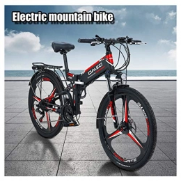 ZJGZDCP Zusammenklappbares elektrisches Mountainbike ZJGZDCP 300W Elektrisches Fahrrad Adult Electric Mountain Bike 48V 10AH Elektro-Fahrrad Mit Herausnehmbarer Lithium-Ionen-Batterie 21 Geschwindigkeit Gears Strand Schnee Fahrrad