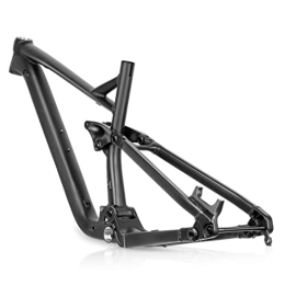 QHIYRZE Mountain Bike Frames QHIYRZE 27.5er / 29er Trail Mountain Bike Frame MTB Boost Frame Aluminium Alloy Suspension Frame 150mm Travel 12x148mm Rear Space Enduro Frame With Headset (Size : 27.5x17'' black)
