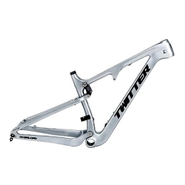 TANGIST Mountain Bike Frames TANGIST DH Bicycle Frame Full Carbon Fiber Softtail Bike Frame 27.5" / 29" Mountain Bicycle Frame Hidden Disc Brake Mounts Bike Frame (Color : Silver, Size : 15X27.5inch)