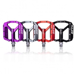 Aiyrchin Mountain Bike Pedal, Bicycle Flat Alloy Pedals, Violet Non-slip Alloy Flat Pedals for Road Mountain Mtb Bike