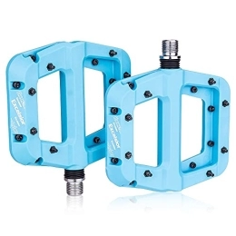 Generic Mountain Bike Pedal Bike Pedals MTB Bike Pedal Nylon 2 Bearing Composite 9 / 16 Mountain Bike Pedals High-Strength Non-Slip Bicycle Pedals Surface For Road BMX Mtb Pedals (Color : Blue)