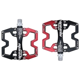 LSRRYD Mountain Bike Pedal LSRRYD Bike MTB Pedals Parallel Mountain Bicycle Road Pedal 2DU Bearings Ultra-Light Flat Aluminum Alloy Sealed Bearing With Anti-Skid 1 Pair 9 / 16 Inch (Color : Red)