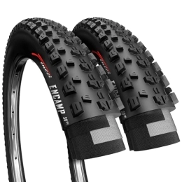 Fincci Spares Fincci Encamp 26 inch Mountain Bike Tyre Pair 26 x 2.25 Inch 57-559 Foldable Puncture Proof Bike Tyres for Road MTB Mud Dirt Offroad Bicycle (Pack of 2)