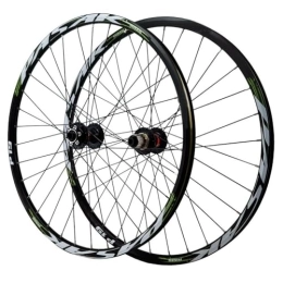 ZFF Mountain Bike Wheel 26 / 27.5 / 29 Inch Mountain Bike Wheelset Disc Brake Thru Axle MTB Wheels Aluminum Alloy Rim Front And Rear Wheels 7 / 8 / 9 / 10 / 11 / 12 Speed Cassette 32 Holes (Color : Green, Size : 26'')