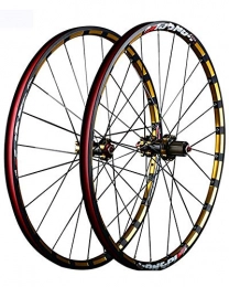 WXX Mountain Bike Wheel 26 / 27.5 Inch Mountain Bike Wheel Set Double-Layer Aluminum Alloy Wheels Sealed Bearing Disc Brakes 24 Holes 7-11 Speed Cassette Flywheel, Gold, 27.5 inch