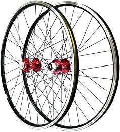 Amdieu Mountain Bike Wheel Amdieu Wheelset 26 Inch Mountain Bike Wheel, Front and Rear Wheel Disc / V-Brake Bicycle Double Wall Alloy Rim 32H Sealed Bearing QR 7-11 Speed road Wheel (Color : Red, Size : 26inch)