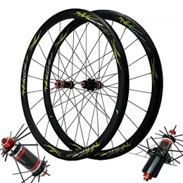 CTRIS Mountain Bike Wheel Bicycle Wheelset 700C Bicycle Wheelset, Carbon Fiber Double Wall MTB Rim Cycling Wheels Circle Height 40MM Quick Release C / V Brake (Color : Green, Size : 40mm)