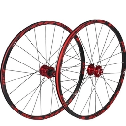 QHY Mountain Bike Wheel Cycling 26 / 27.5 Inch Mountain Bike Wheelset, MTB Cycling Wheels Alloy Double Wall Rim Disc Brake Quick Release Sealed Bearings 8 9 10 11 Speed (Color : Red, Size : 26inch)