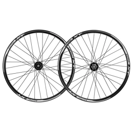 QHY Mountain Bike Wheel Cycling Mountain Bike Wheelset 24" Disc Brake MTB Wheels Bicycle Rim QR 32H Quick Release Cassette Hub For 7 8 9 10 11 Speed (Color : Black, Size : 24Iinch)