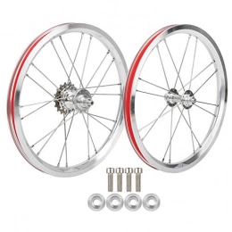 Emoshayoga Front 74mm Rear 85mm Hub Bicycle Wheelset 16 inch Folding Bike Rims Set V Brake for mountain bike (Silver)