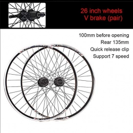 FHGH Mountain Bike Wheel FHGH 26 Inches MTB Bike Wheel / Mountain Bike Wheel, Aluminum Alloy / V Brake / Clamp Flywheel / 45 Steel Spokes / Front Opening 100mm / Rear Opening 130mm / Support 7 Speed