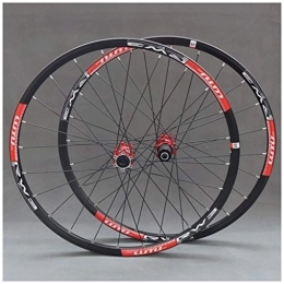 LHHL Mountain Bike Wheel LHHL MTB 26" / 27.5" Bicycle Wheelset For Mountain Bike Double Wall Alloy Rim Disc Brake 9-11 Speed Card Hub Sealed Bearing QR 24H (Color : Red, Size : 27.5")