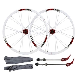 LvTu Mountain Bike Wheel LvTu Mountain Bike Wheelset MTB Bicycle Front Rear Wheel 26 Inches, 24H Quick Release 7 8 9 10 Speed Disc Double Wall Rim (Color : Red Hub)