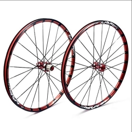 QXFJ Mountain Bike Wheel QXFJ 26 / 27.5 Inch MTB Bike Wheel / Cycle Wheel, Disc Brake / 120 Ring Hub / Quick Release / Black And Red / Support 7-8-9-10-11 Speed / 24H Straight Pull Flat Spokes / Semi-Carbon Ultra-Light