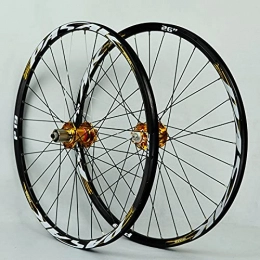 ZCXBHD Mountain Bike Wheel ZCXBHD 26 / 27.5 / 29 Inch MTB Bike Front Rear Wheel Disc Brake Quick Release Double-Walled Bicycle Wheelset 32 Holes for 7 / 8 / 9 / 10 / 11 Speed Cassette (Color : Gold, Size : 26in)
