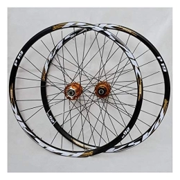 ZCXBHD Mountain Bike Wheel ZCXBHD Disc Brake mountain bicycle wheels 26'' 27.5" 29" Alloy Rim Cassette Hub Sealed Bearing QR MTB Bike Wheelset 32Holes 7-11 Speed (Color : Gold, Size : 26inch)