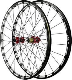 ZECHAO Mountain Bike Wheel ZECHAO 26 / 27.5 Inch Mountain Bike Wheels Thru Axle / Quick Release Wheel Set Disc Brake Freewheel Rim 7 8 9 10 11 12 Speed Wheelset (Color : Red-thru Axle, Size : 27.5inch)