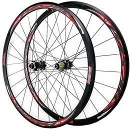 ZECHAO 700C Front Rear Wheel Set,Disc Brake Road Hybrid/Mountain Bike V/C Brake 7/8/9/10/11/12 Speed Flywheels Wheelset (Color : Red, Size : Thru axle)