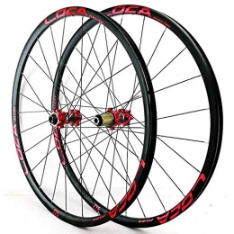 ZFF 26/27.5/29in Bicycle Wheelset Hybrid Mountain Bike Wheels MTB Rim Disc Brake Front & Rear Wheel Thruaxle 8/9/10/11/12 Speed 24H (Color : Red, Size : 26in)