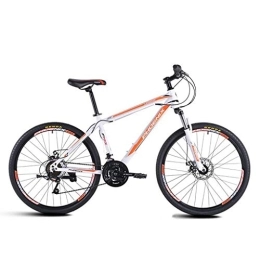 Dsrgwe Vélo de montagnes Dsrgwe VTT, Mountain Bike, en Acier au Carbone Cadre Bicycles Dur Queue, 26 Pouces Roue, Double Disque de Frein et la Fourche Avant, 21 Vitesse (Color : White+Orange)