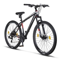 Licorne Bike vélo Licorne Bike Diamond Premium VTT Aluminium Vélo Garçon Fille Homme Femme - Dérailleur 21 Vitesses - Frein à disque Homme - Fourche avant réglable (29 Pouces, Noir et Blanc)