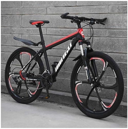 RLF LF vélo RLF LF Vélo de montagne pour homme 66 cm, acier à haute teneur en carbone, VTT avec suspension avant, selle réglable, 21 vitesses, noir 3 rayons, D, 24 Inch 21 speed