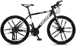 GJZM vélo Vélos de montagne 24 pouces VTT double frein à disque Hardtail Mountain Bike Hommes Femmes Acier à haute teneur en carbone Vélo tout terrain Alpine 21 vitesses Black 10 Spoke-Black 10 Spoke_24 Speed