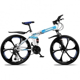 MJY vélo MJY Vélo VTT Vélos pliants, 26 pouces 21 vitesses Double frein à disque Suspension complète antidérapante, cadre en aluminium léger, fourche à suspension, bleu, C 6-27