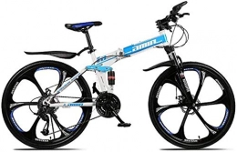 MJY vélo MJY Vélo VTT Vélos pliants, 26 pouces 24 vitesses Double frein à disque Suspension complète antidérapante, cadre en aluminium léger, fourche à suspension, bleu, C 6-11
