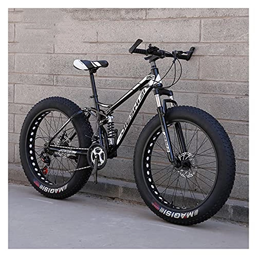 Fat Tyre Mountain Bike : 24"Ruota Fat Tire Mountain Bike 4" Pneumatici Larghi Shimano 24 velocità Bici per Adulti Dual Disc Brake Bicicletta A Doppia Sospensione per Teenager, C