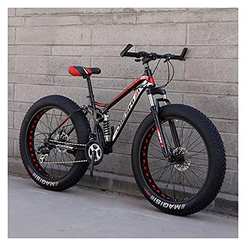 Fat Tyre Mountain Bike : 24"Ruota Fat Tire Mountain Bike 4" Pneumatici Larghi Shimano 24 velocità Bici per Adulti Dual Disc Brake Bicicletta A Doppia Sospensione per Teenager, F
