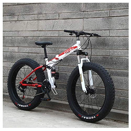 Fat Tyre Mountain Bike : 26-Inch biciclette for adulti mountain bike, doppia della sospensione degli uomini di biciclette, Womens alto tenore di carbonio Steel Road Bike, 7-21-24-27-Velocità Fat Tire Anti-Slip Biciclette, G R