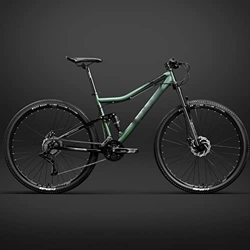 Fat Tyre Mountain Bike : 26 inch Bicycle Frame Full Suspension Mountain Bike, Double Shock Absorption Bicycle Mechanical Disc Brakes Frame (Green 24 Speeds)