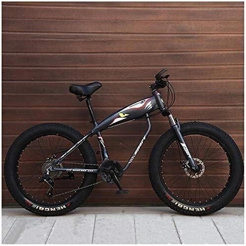 Fat Tyre Mountain Bike : 26 Inch Hardtail mountain bike, Adulto Fat Tire Mountain bicicletta, freni a disco meccanici, sospensione anteriore donna degli uomini biciclette, (Color : Grey Spokes)