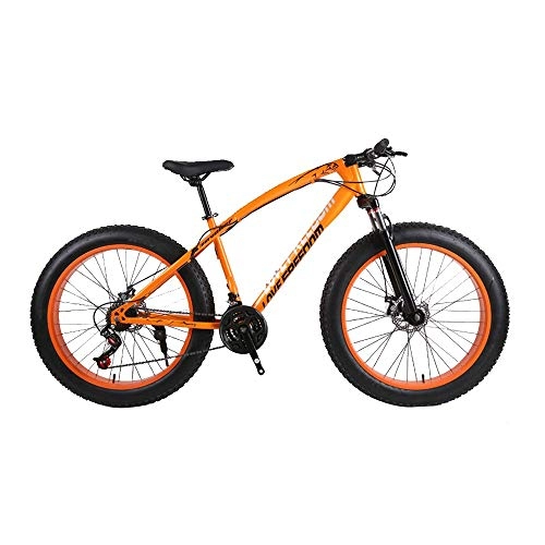 Fat Tyre Mountain Bike : 26 Pollici Dolomite Fat Tire Mens Mountain Bike, Medio Acciaio ad Alta Resistenza Telaio, 7 / 21 / 24 velocit (Color : Orange, Size : 21 Speed)
