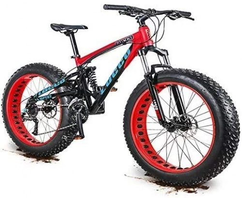 Fat Tyre Mountain Bike : 27 biciclette velocità montagna adulto, 26 bici pollici dual-sospensione di montagna, olio freni a disco Anti-Slip Biciclette, delle donne degli uomini Overdrive Fat Tire biciclette, (Color : Red)